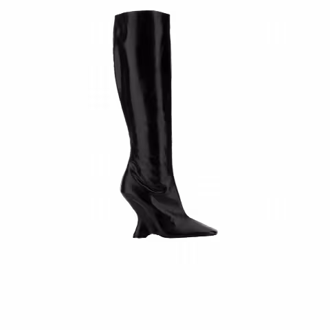 Dries Van Noten Wmns Leather Wedge Tall Boot 'Black'