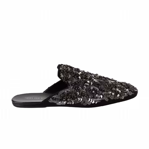 Dries Van Noten Silver Sequins Mule 'Black'