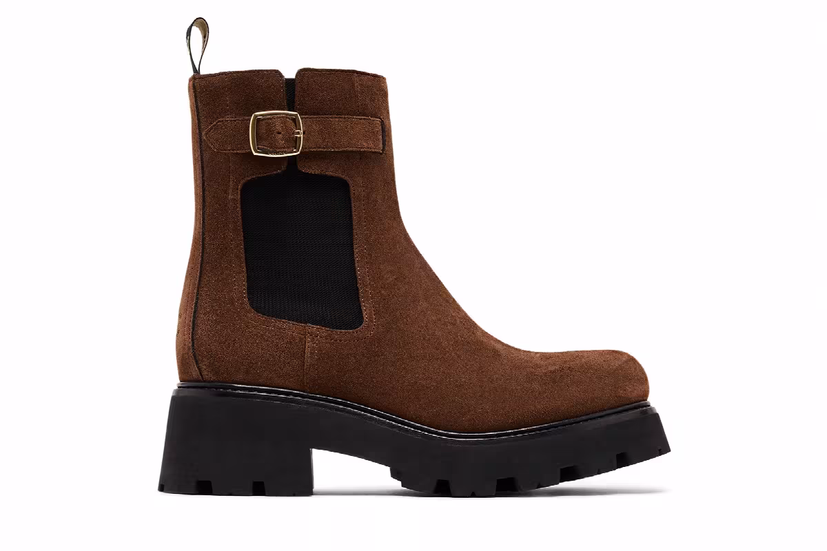CELINE Women's Triomphe Rangers Chelsea Boot Dark Brown, view 2