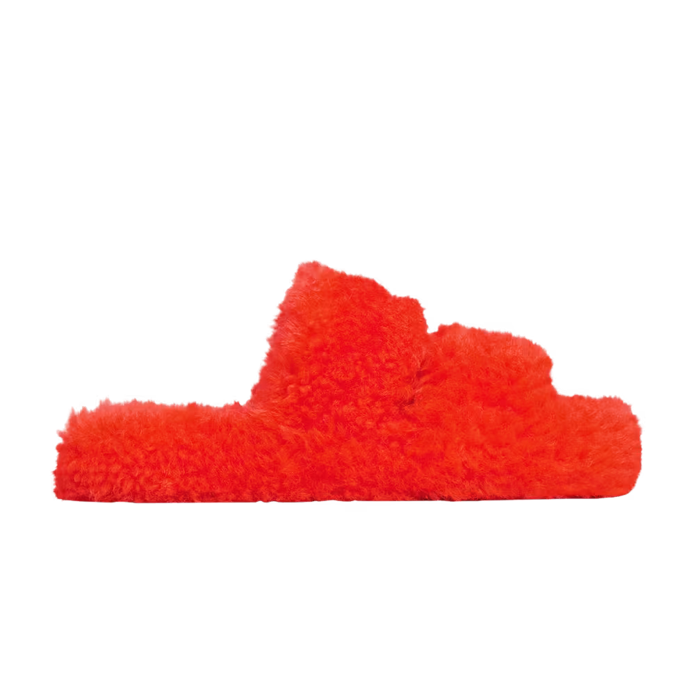 CELINE Triomphe Fur Slides Bright Orange