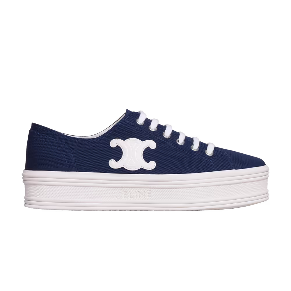 CELINE Women's Jane Low Lace-Up Sneaker Triomphe Patch - Navy