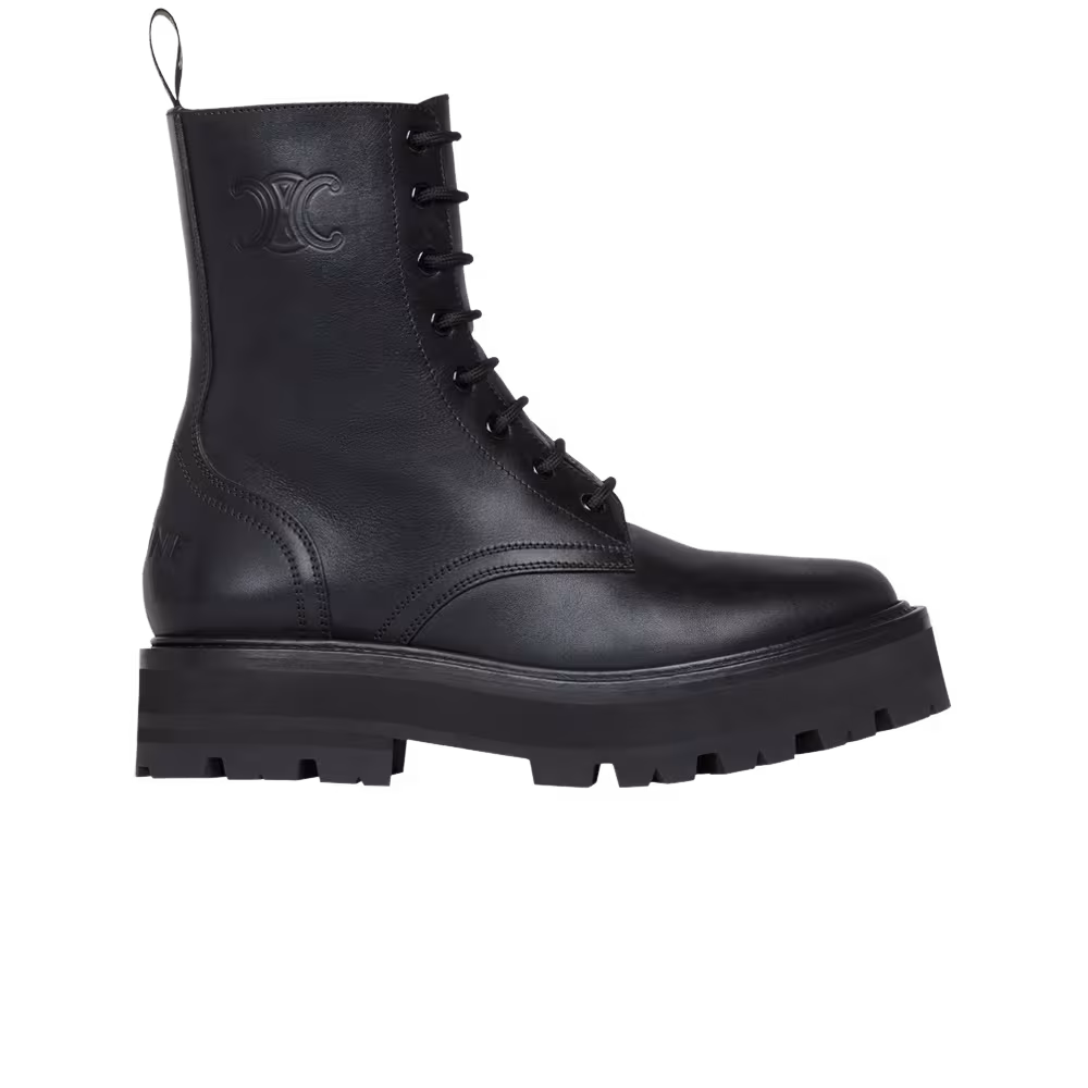 CELINE Women's Bulky Laced Up Boot Shiny Bull