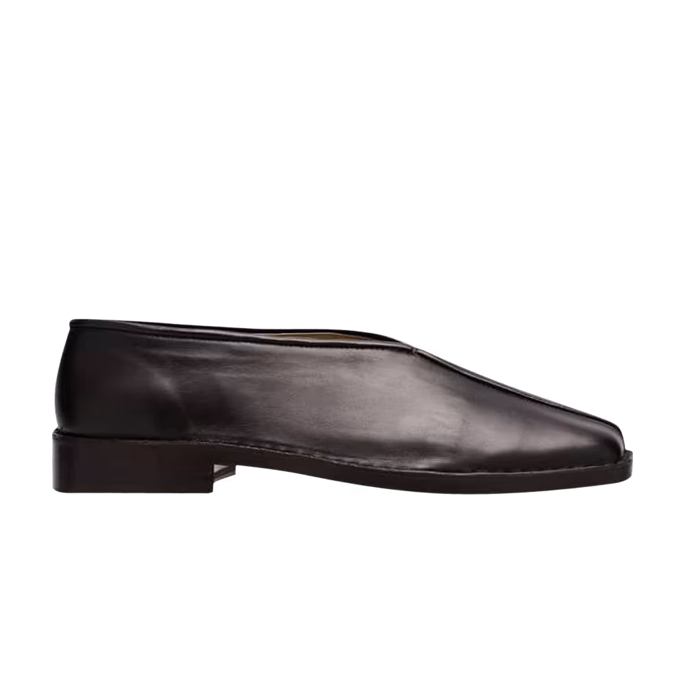 Lemaire Women's Flat Piped Slippers Black Dark Chocolate