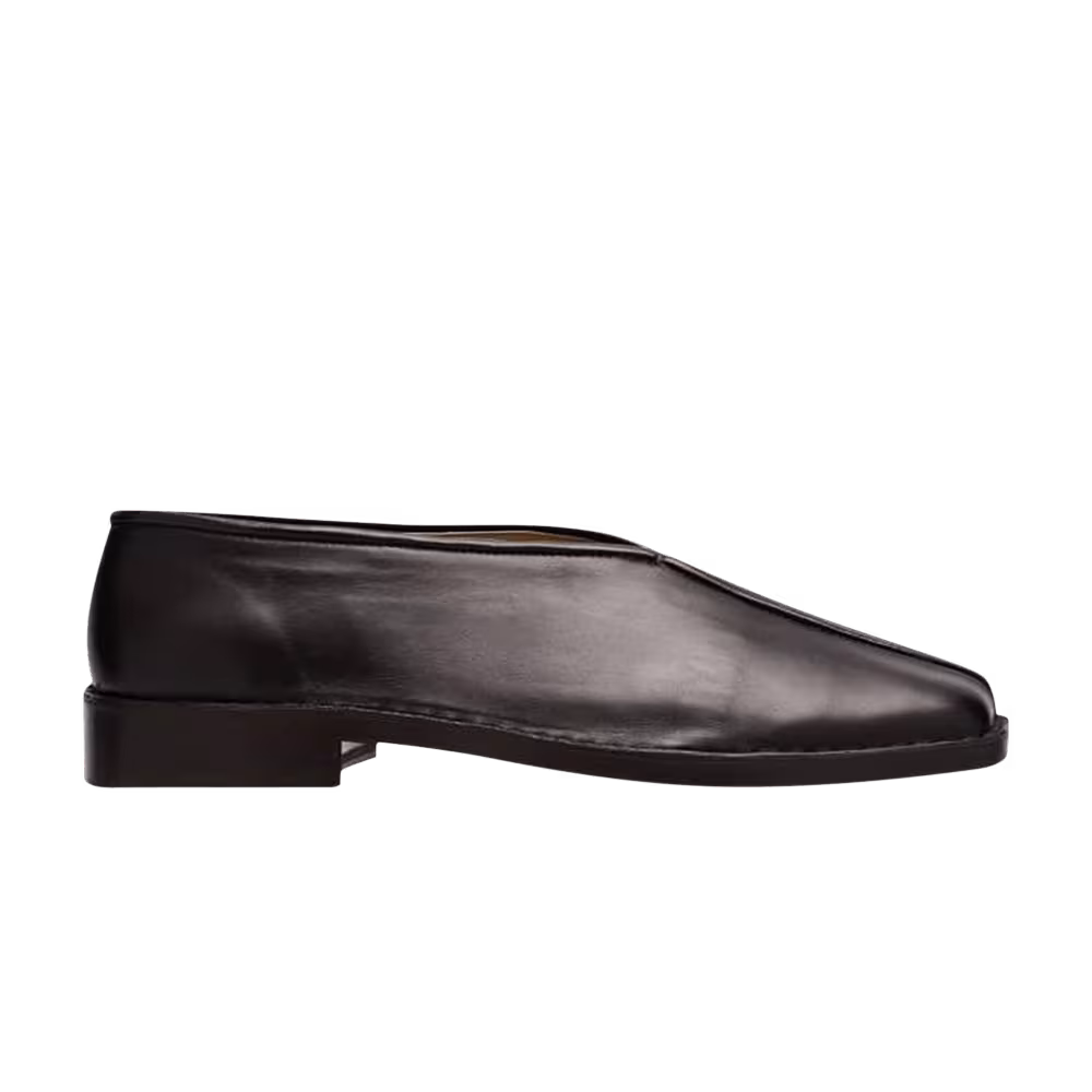 Lemaire Flat Piped Slippers Black Dark Chocolate