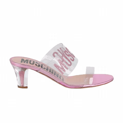 Moschino Wmns Glitter Logo Heel Sandal 'Pink'