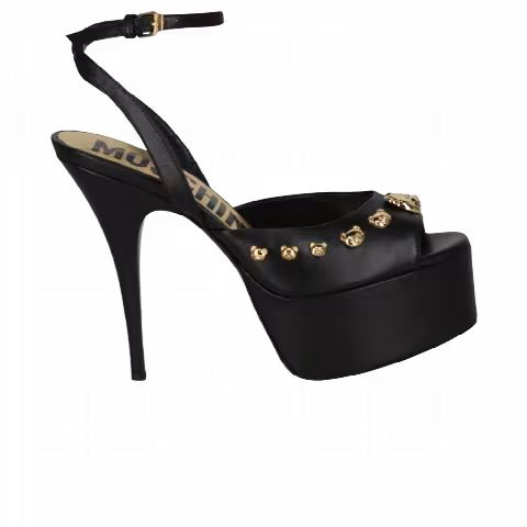Moschino Wmns Teddy Studs Platform Heel Sandal 'Black'