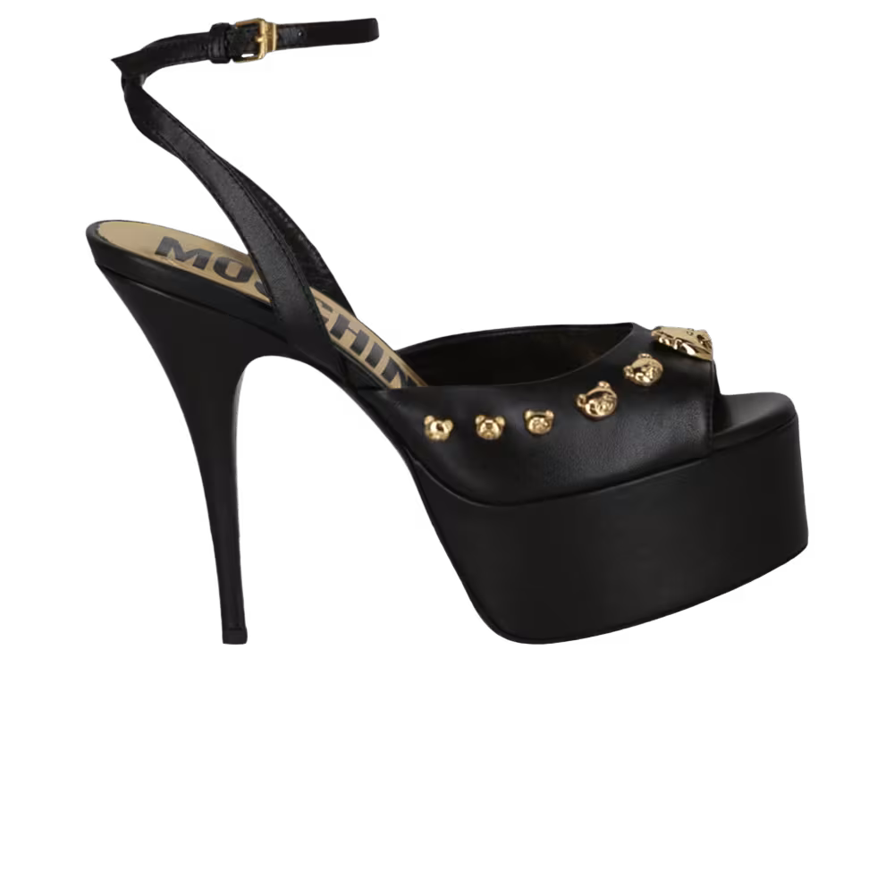 Moschino Women's Teddy Studs Platform Heel Sandal Black