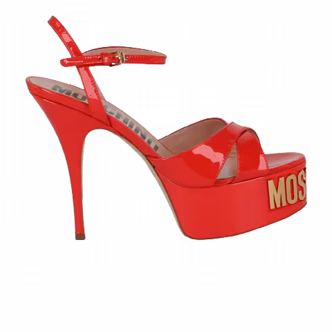 Moschino Wmns Logo Plaque Platform Heel 'Orange'