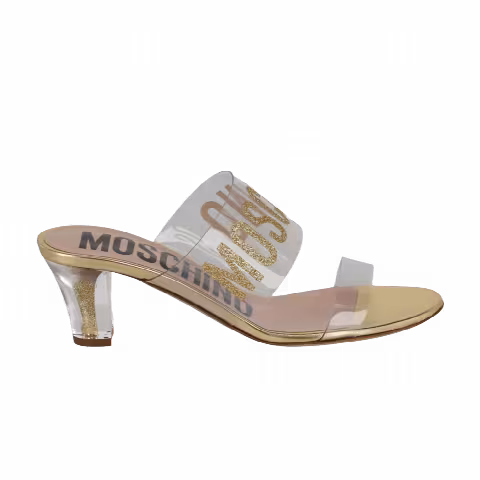 Moschino Wmns Glitter Logo Heel Sandal 'Gold'