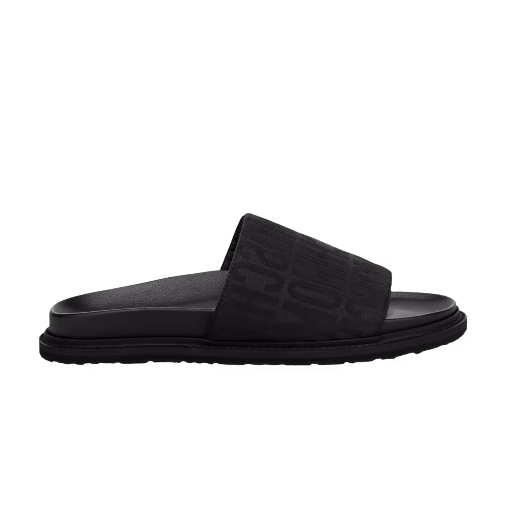Moschino Women's Nylon Slide Sandals All-Over Logo - Black
