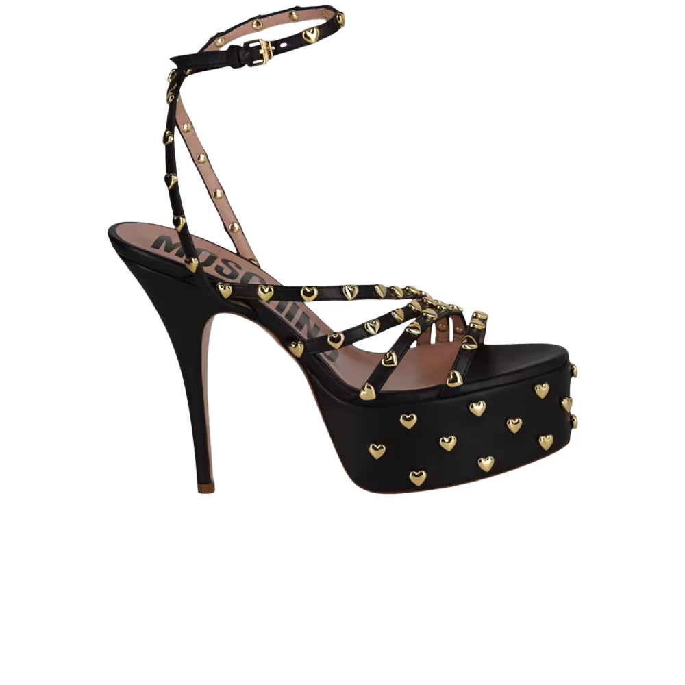Moschino Women's Heart Studded Platform Heel Black