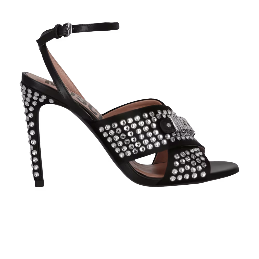 Moschino Women's Crystal Embellished Heel Sandal Black