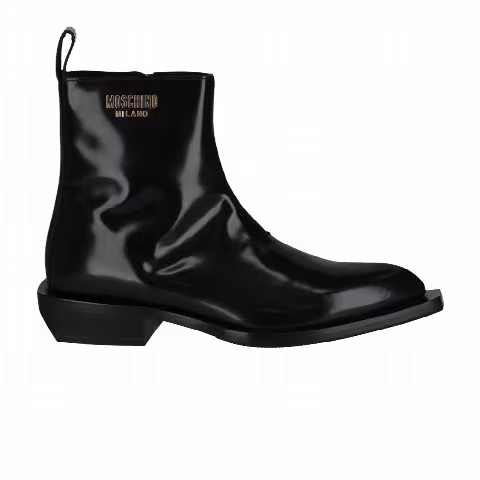 Moschino Ankle Boot 'Gold Lettering Logo - Black'