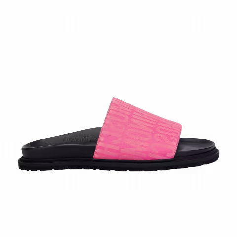 Moschino Wmns Nylon Slide Sandals 'All-Over Logo - Fuchsia'