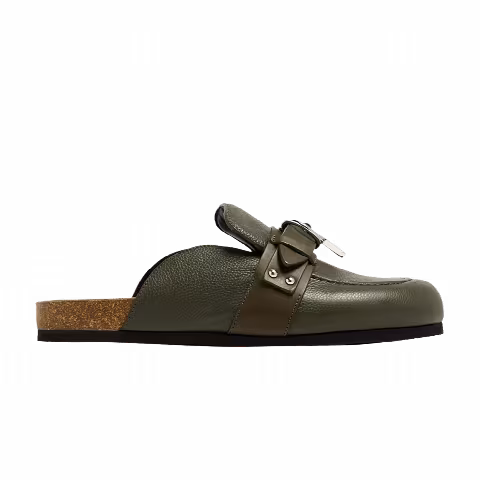 JW Anderson Padlock Loafer Leather Mules 'Dark Olive'