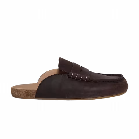 JW Anderson Stitch Loafer Suede Mules 'Deep Walnut'
