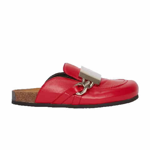 JW Anderson Calf Tresor Gourmet Chain Loafer Mules 'Red Bracel Silver'
