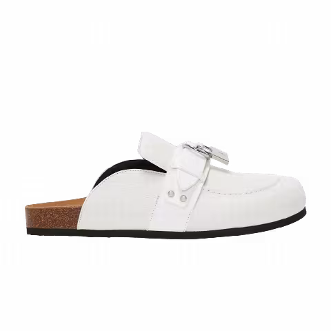 JW Anderson Wmns Padlock Loafer Leather Mules 'White'