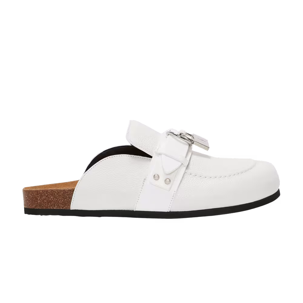JW Anderson Women's Padlock Loafer Leather Mules White