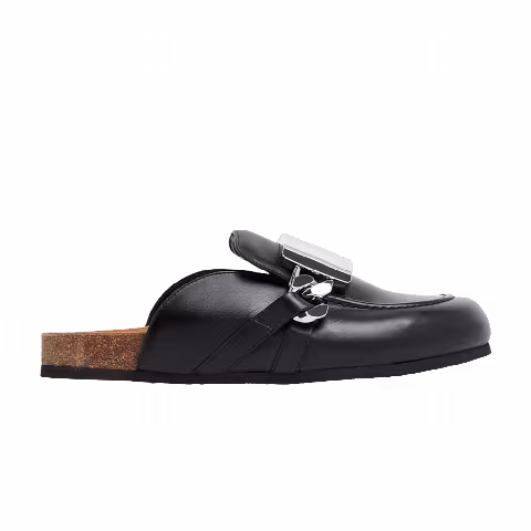 JW Anderson Calf Tresor Gourmet Chain Loafer Mules 'Black Bracel Silver'