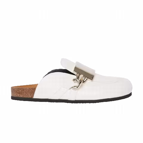 JW Anderson Calf Tresor Gourmet Chain Loafer Mules 'White Bracel Silver'