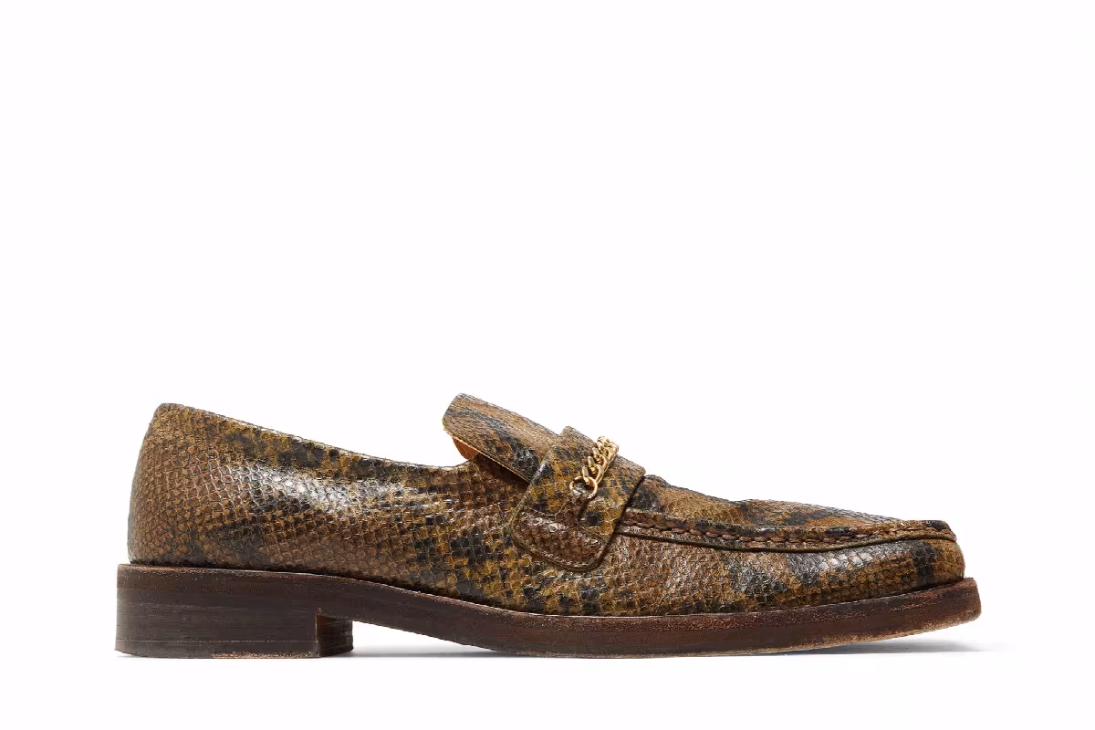 Martine Rose Square Toe Loafer Snake Embossed - Natural, view 2