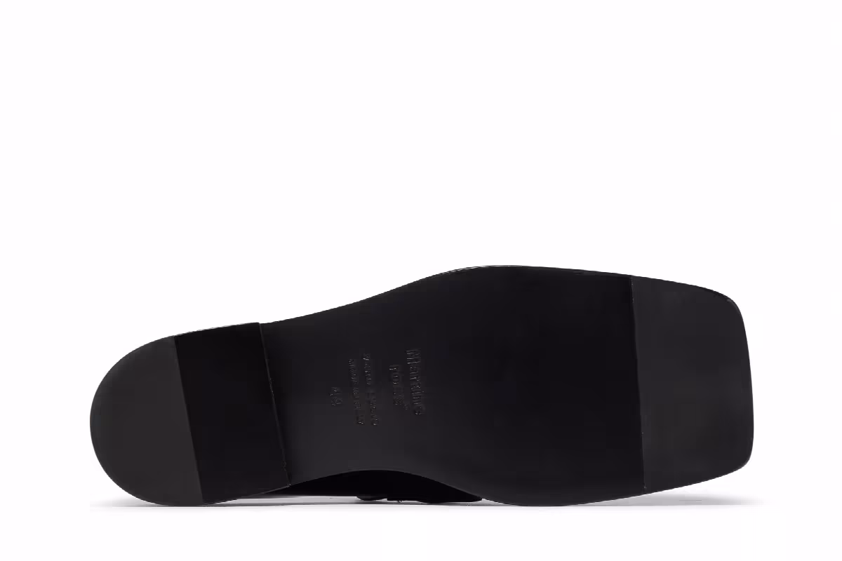 Martine Rose Square Toe Mule Black High Shine, view 5