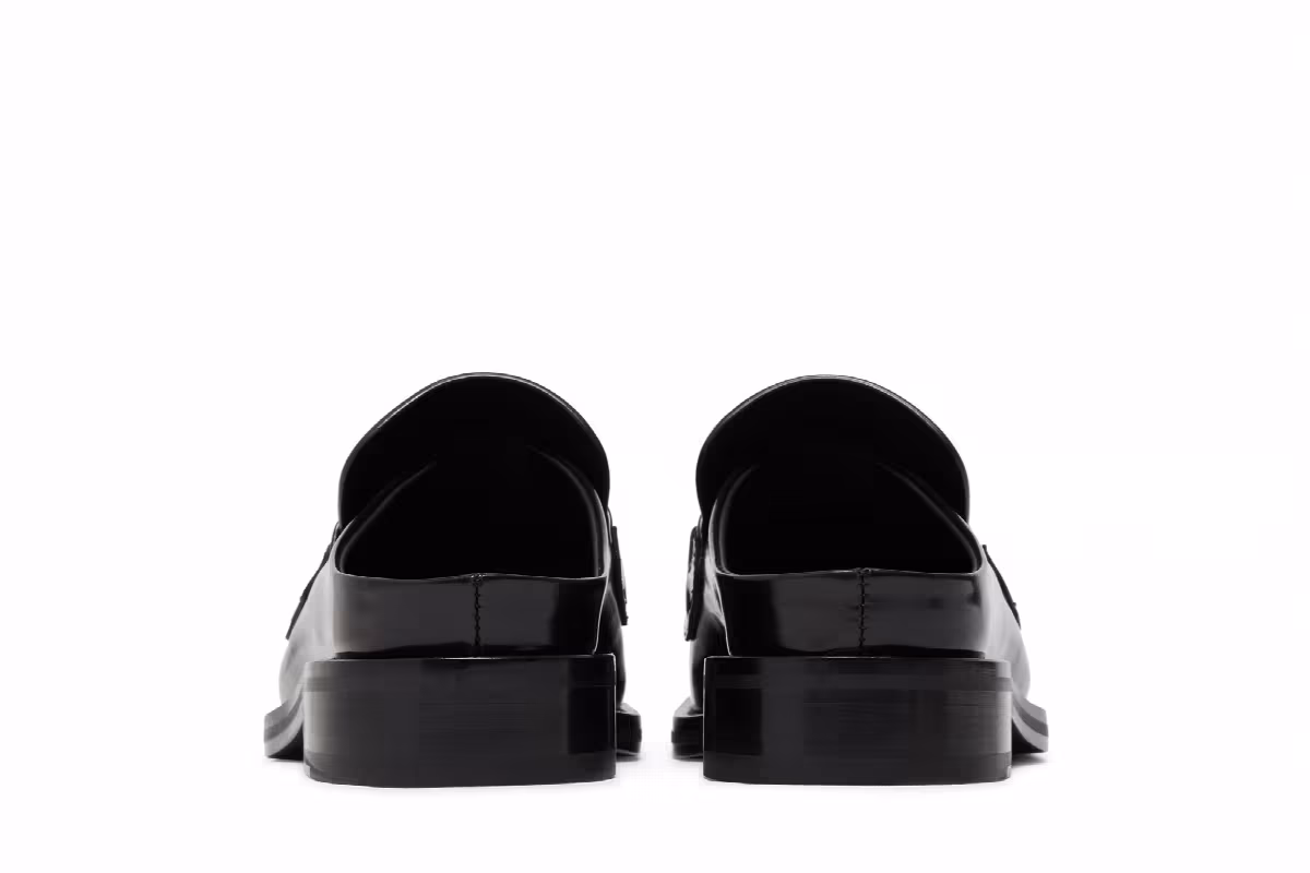 Martine Rose Square Toe Mule Black High Shine, view 7