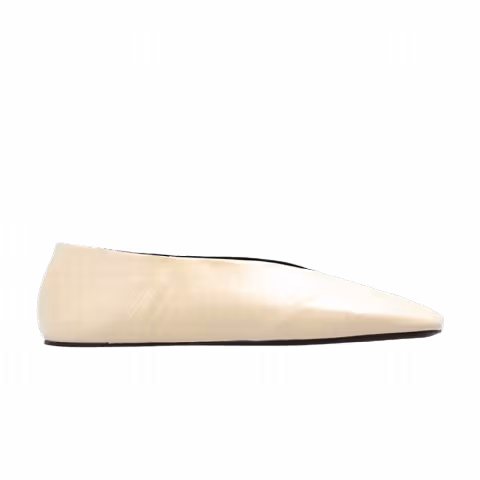 Jil Sander Wmns Square Toe Ballerina Flat 'Champagne Black'