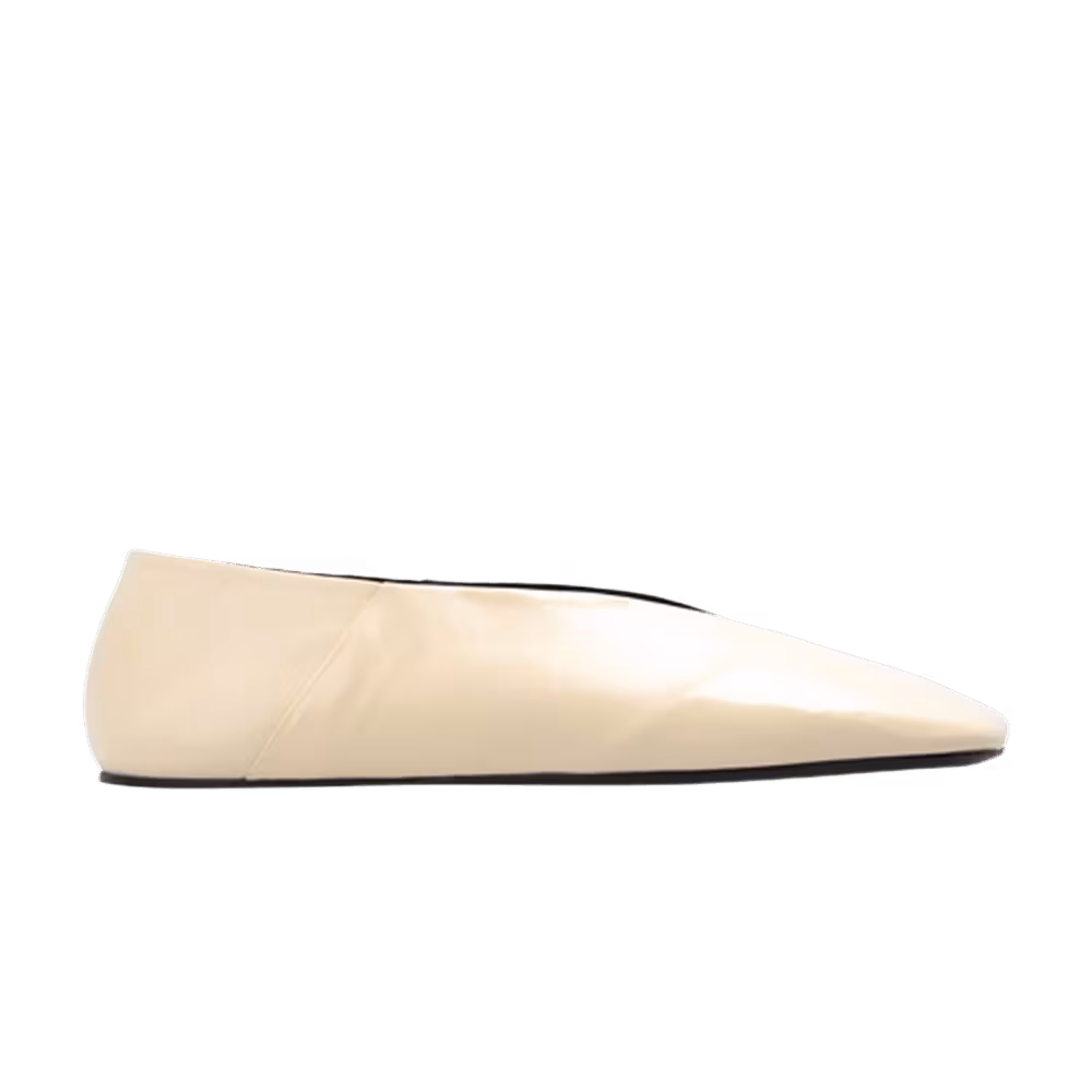 Jil Sander Women's Square Toe Ballerina Flat Champagne Black