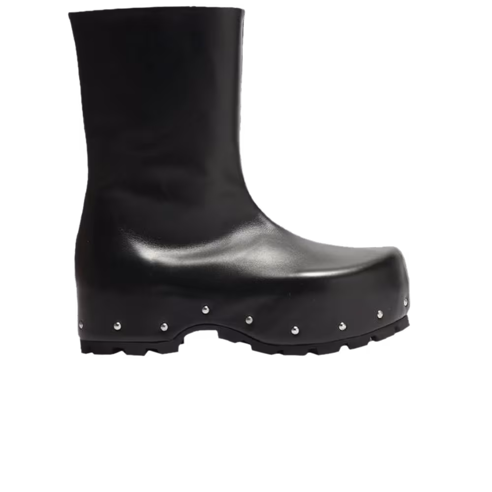 Jil Sander Zip Up Ankle Clog Boot Black Studs