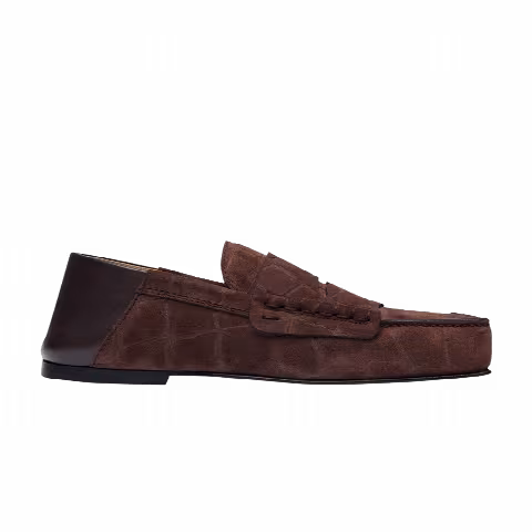 Jacquemus The Carré Loafer 'Dark Brown Crocodile Embossed'