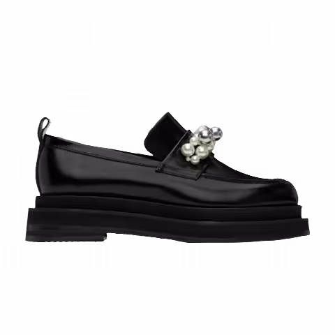 Simone Rocha Beaded Bell Charm Heart Toe Platform Loafer 'Black'