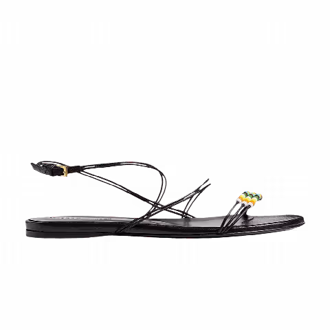 Khaite Wmns Loop Flat Sandal 'Black Beads'