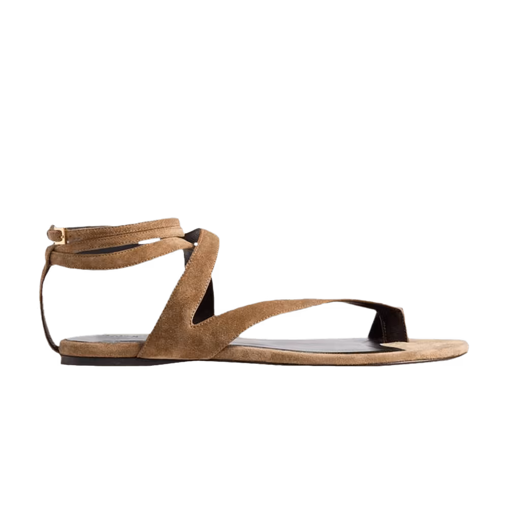 Khaite Women's Aimee Ankle Strap Flat Sandal Taupe