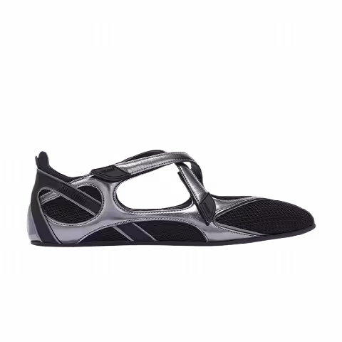 The Attico Wmns Ballerina Flat Floor 01 'Black Silver'