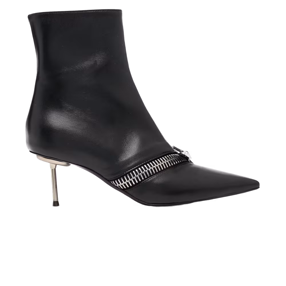 Coperni Women's Zip Ankle Black Leather Boot Black