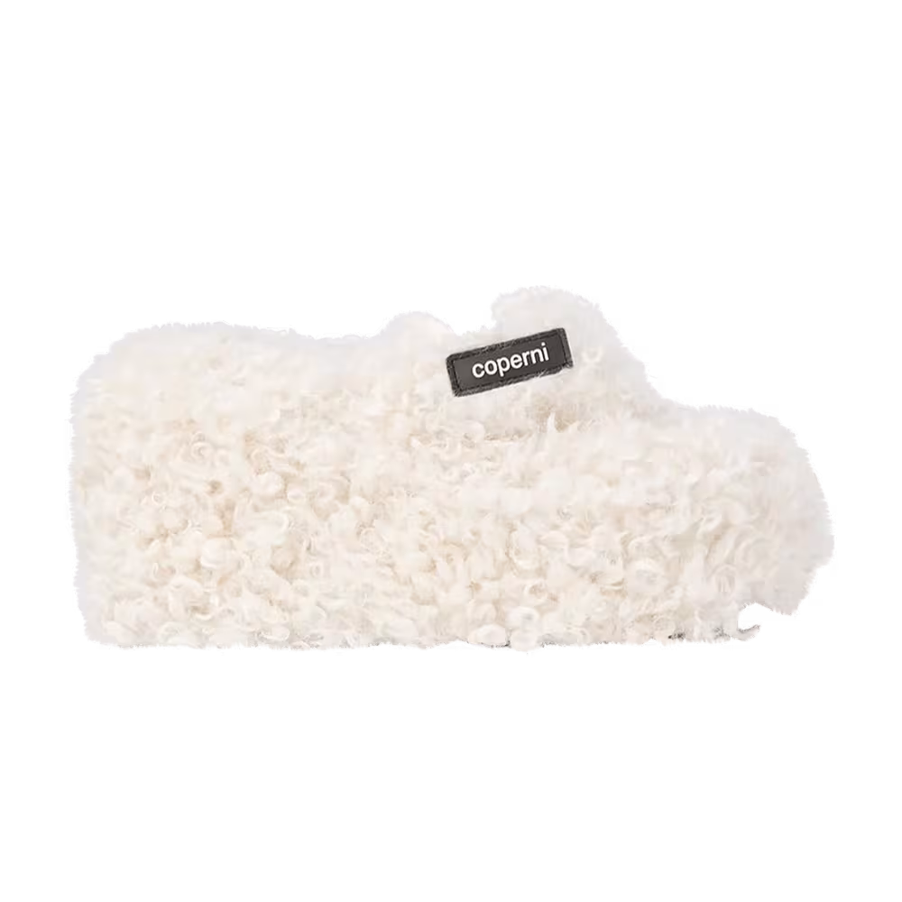 Coperni Women's Fluffy Branded Wedge Sandal Off White