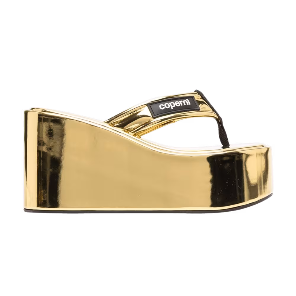 Coperni Women's Branded Wedge Sandal Metallic Gold