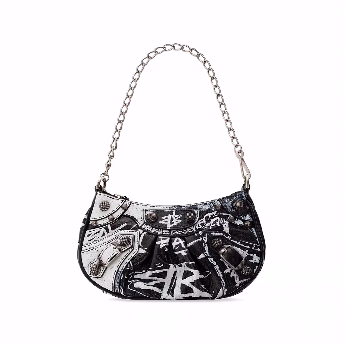 Balenciaga Le Cagole Mini Bag With Chain Graffiti Black, view 2