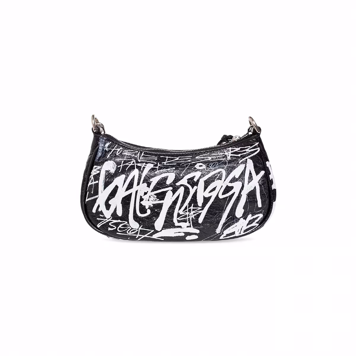 Balenciaga Le Cagole Mini Bag With Chain Graffiti Black, view 3