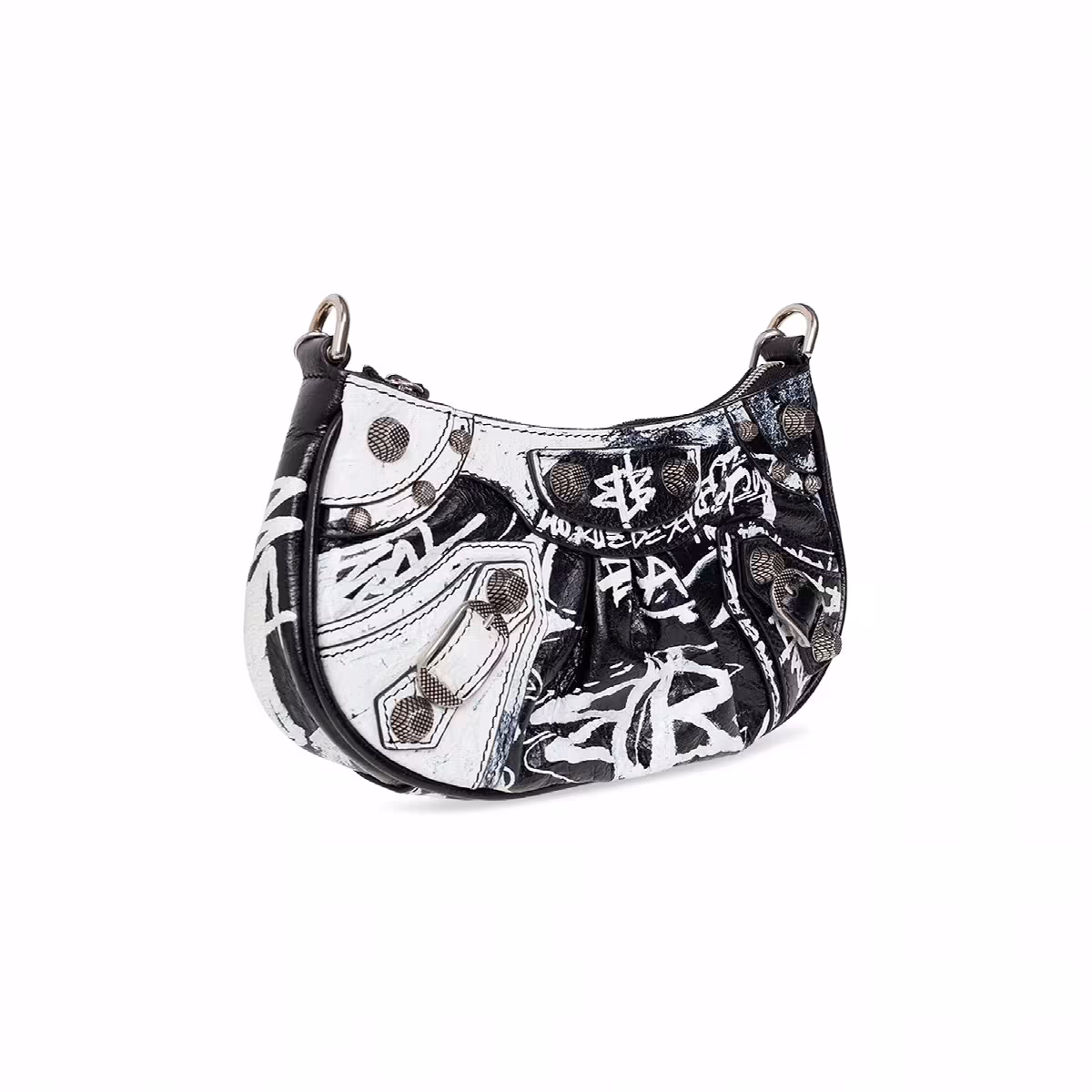 Balenciaga Le Cagole Mini Bag With Chain Graffiti Black, view 4
