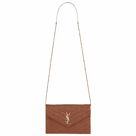 Saint Laurent Envelope Chain Wallet 'Naturel Dark'