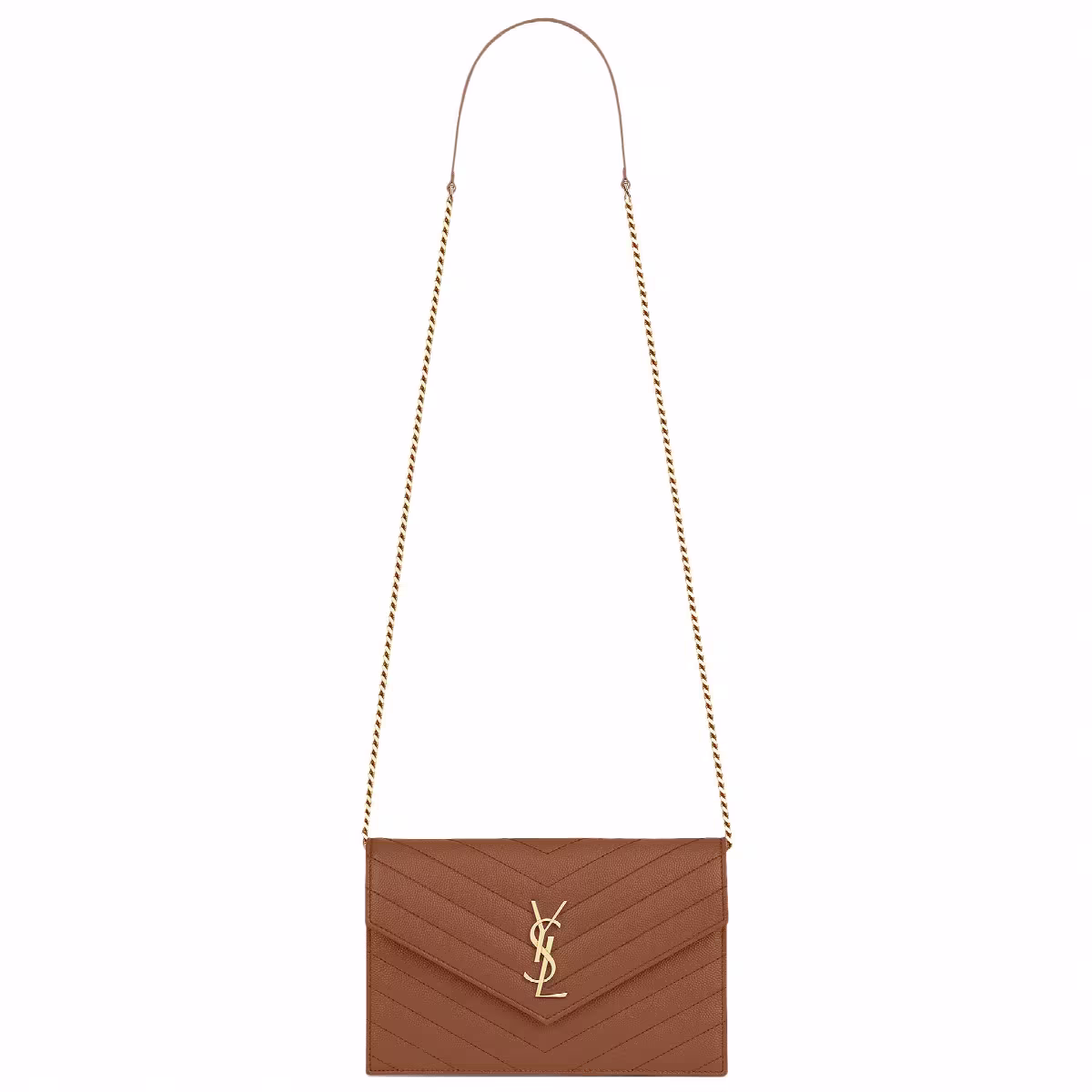 Saint Laurent Envelope Chain Wallet Naturel Dark, view 2