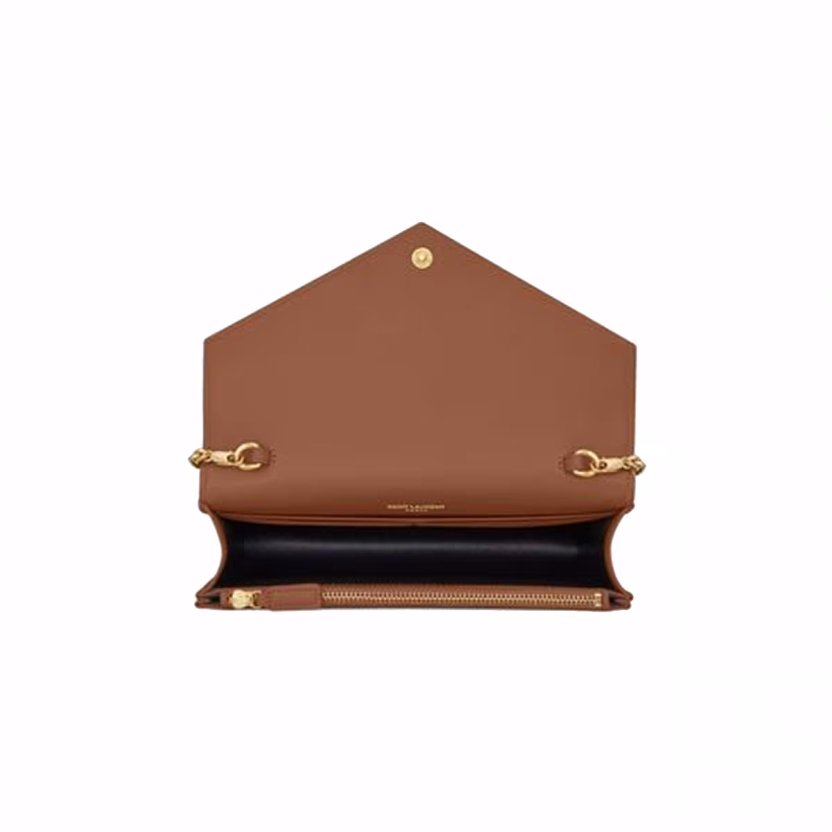 Saint Laurent Envelope Chain Wallet Naturel Dark, view 4