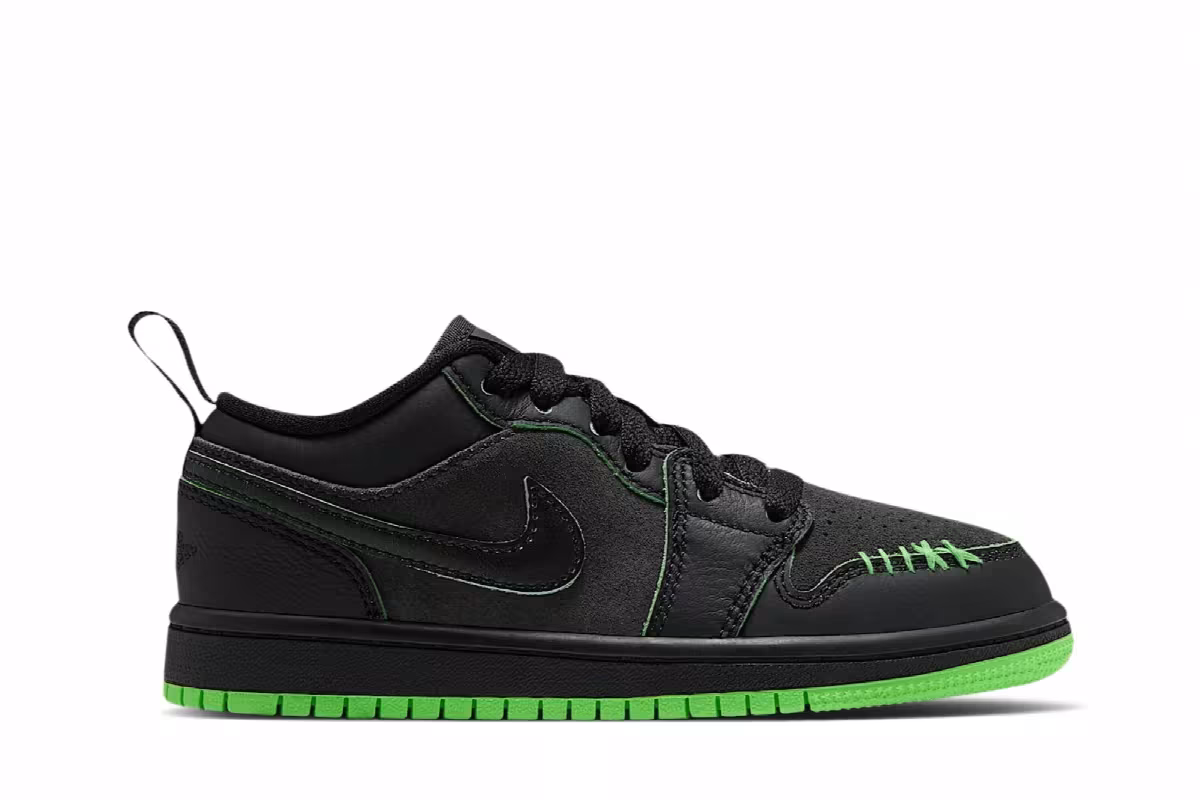 Air Jordan 1 Low SE PS Black Scream Green, view 2