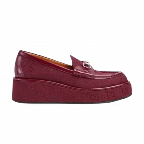 Gucci Wmns Horsebit Wedge Loafers 'Rosso Ancora Red'
