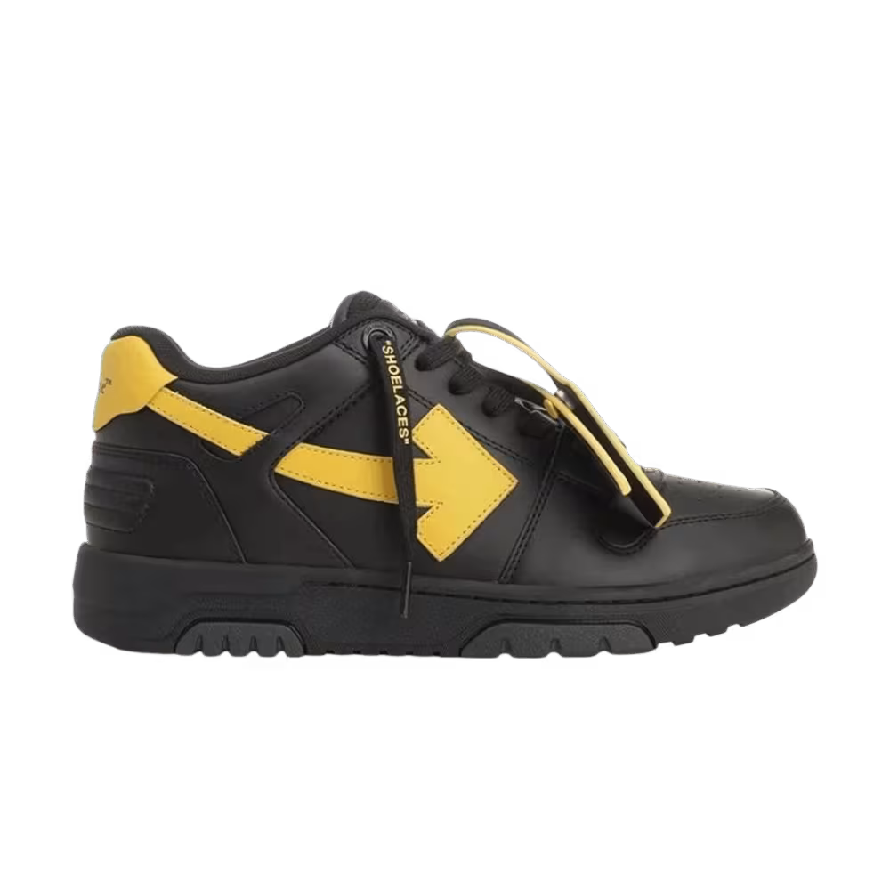 Off-White Out Of Office Calf Leather Sneaker Black Ocher Yellow