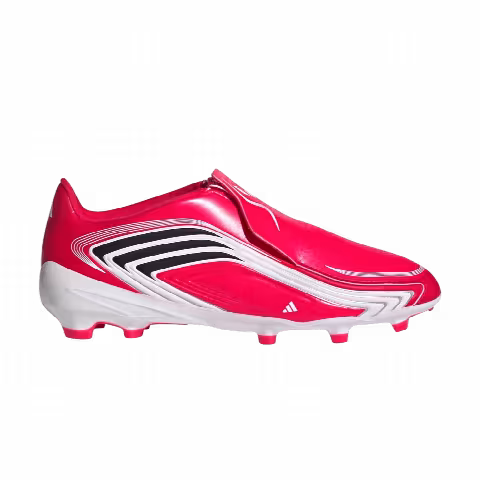 adidas F50 Messi League Laceless Firm Ground Soccer Cleats Kids 'Lucid Red Core Black Pure Ruby'