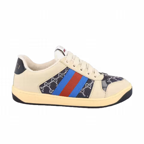 Gucci Wmns Gg Crystal Screener Low 'Beige Dark Blue'